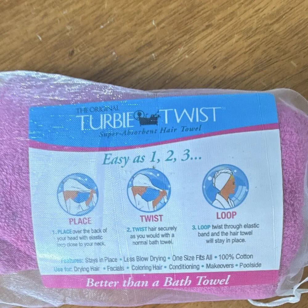 Turbie Twist Super Absorbent 100% Cotton Hair Towel, Pink One Size